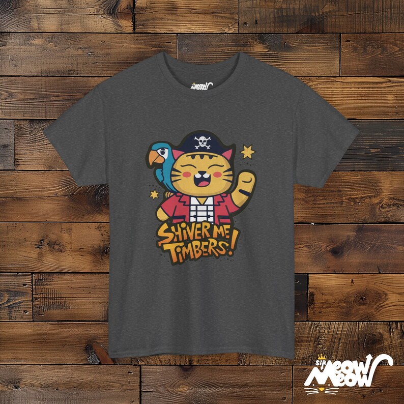 Pirate Cat Graphic T-Shirt, Shiver Me Timbers Tee Dark Heather