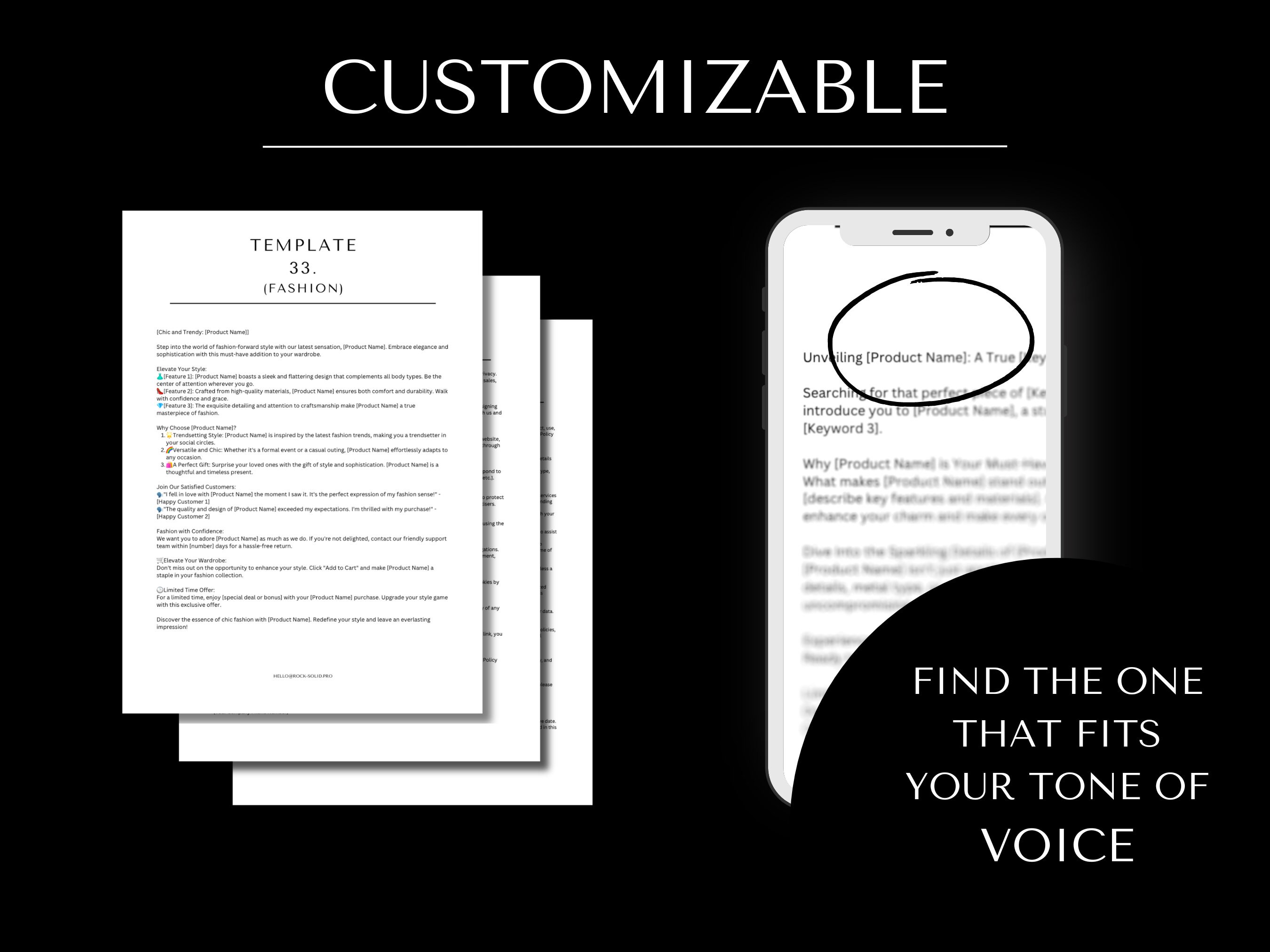 Copywriting, SEO Optimized Product Description Customizable Template