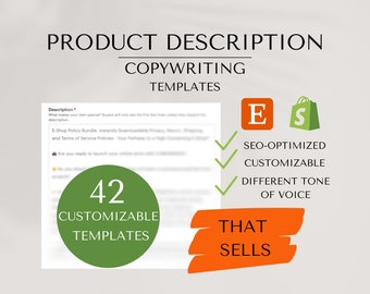 Copywriting, SEO - optimized Product Description Customizable Template PDF for Websites, Pre - written Etsy Product Description Template