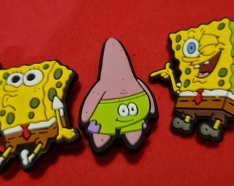 New 3 piece Spongebob Croc Charms Sets jibbitz gems