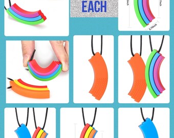 Rainbow Curved Sensory Chew Teether Necklace