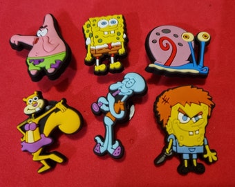 6 piece Spongebob Croc charms set jibbitz gems