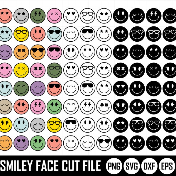 Smiley face svg, Smiley face png, Drippy smiley svg, Happy face png, Happy face svg, emoji svg, trendy EPS/SVG/PNG cut file.