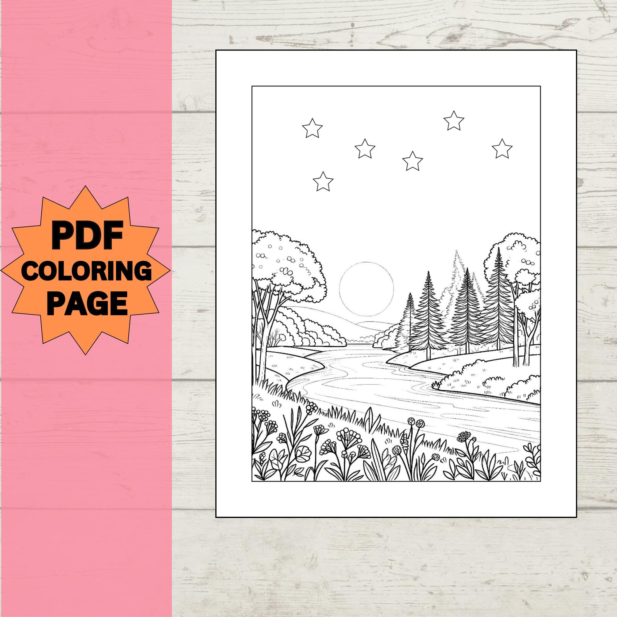 Nature Coloring Book, Digital Coloring Book, Pdf Coloring Book, Beautiful Coloring Book for ...