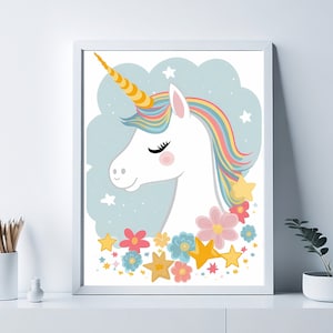Unicorn Print, Unicorn Printable, Girls Room Decor, Unicorn Wall Art, Playroom Wall Art, Unicorn Art, Printable Digital Download