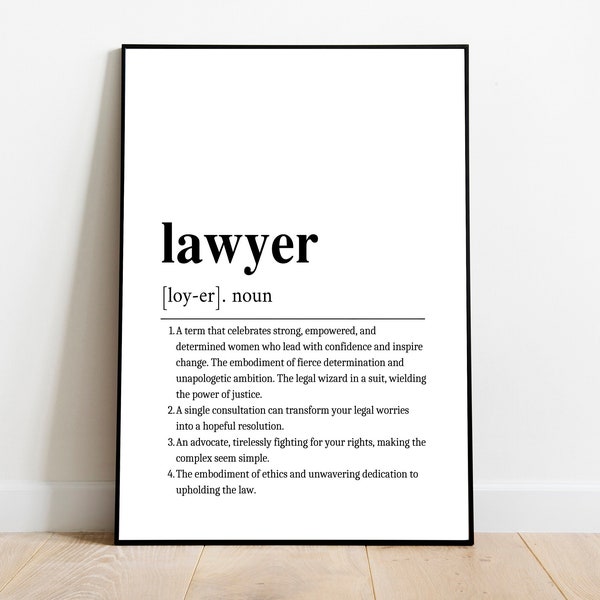 Lawyer Definition Print, Lawyer Unique Gift Poster, Inspirational Poster, Printable Art, Lawyer Print, Minimalist Print, Instant Download