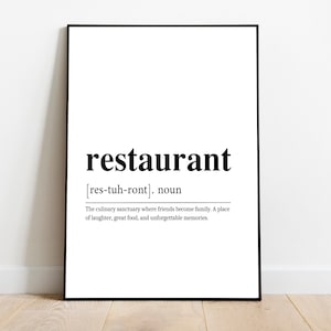 Restaurant Definition Printable, Restaurant Art, Restaurant Quote Print, Restaurant wall art, Restaurant Gifts, Digital Download