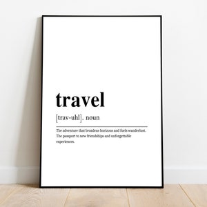 Travel Gift, Definition Print, Travel Definition Poster, Digital Download Print, Modern Home Decor, INSTANT DOWNLOAD, Digital Typography Art