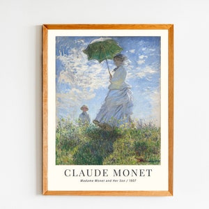Affiche d’exposition d’art Claude Monet, Madame Monet et son fils Art Print, Affiche Monet, Téléchargement numérique, Art mural floral, Claude Monet Print