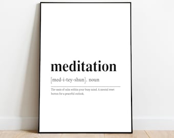 Impression de définition de méditation, Cadeau de méditation, Impression de méditation, Impression de téléchargement numérique, Décoration intérieure moderne, TÉLÉCHARGEMENT INSTANTANÉ