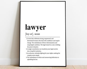 Lawyer Definition Print, Lawyer Unique Gift Poster, Inspirational Poster, Printable Art, Lawyer Print, Minimalist Print, Instant Download