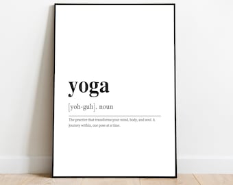 Yoga definition print, Yoga Gift, Yoga wall art, Definition print, Yoga poster, Minimalist wall art, Printable wall art, Digital download