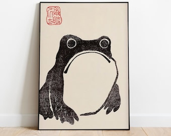Japanese Frog Print, Vintage Wall Art, Japanese Frog Poster, Matsumoto Hoji Wall Art, Animal Print, Wabi Sabi, Printable Art