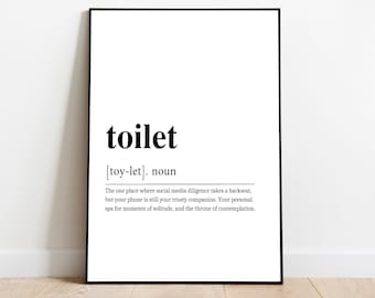 Toilet Definition Printable, Toilet Art, Bathroom Quote Print, Bathroom wall art, Toilet Wall Decor, Toilet Wall art, Digital Download