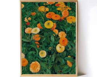 Ringelblumen Wandkunst, antike Blumenkunst, Vintage Wandkunst, bunte Wandkunst, Vintage Blumenkunst, digitaler DOWNLOAD, DRUCKBARE Kunst D1