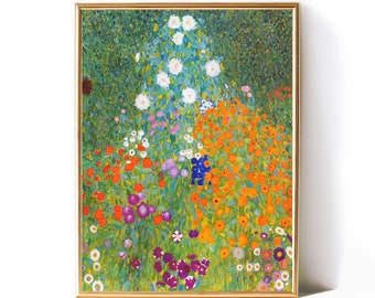 Gustav Klimt, Flower Garden, Vintage Floral Landscape Painting, Gustav Klimt Poster, Modern Art Print, Printable Wall Art, Digital Download