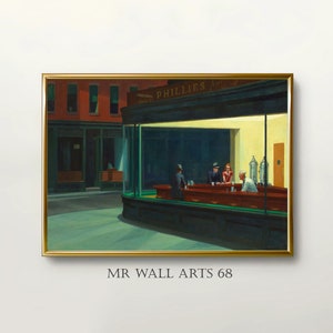 Edward Hopper | Nachtschwärmer Printable Wall Art Decor | Berühmte Landschaft Druck | Klassisches Fine Art Poster, DRUCKBARE Wandkunst, Sofortiger Download
