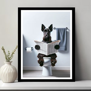 Arte Scottish Terrier, Decorazione divertente per il bagno, Cane nel water, Animale nel water, Regalo Scottish Terrier, Arte murale per il bagno dei bambini, Download digitale