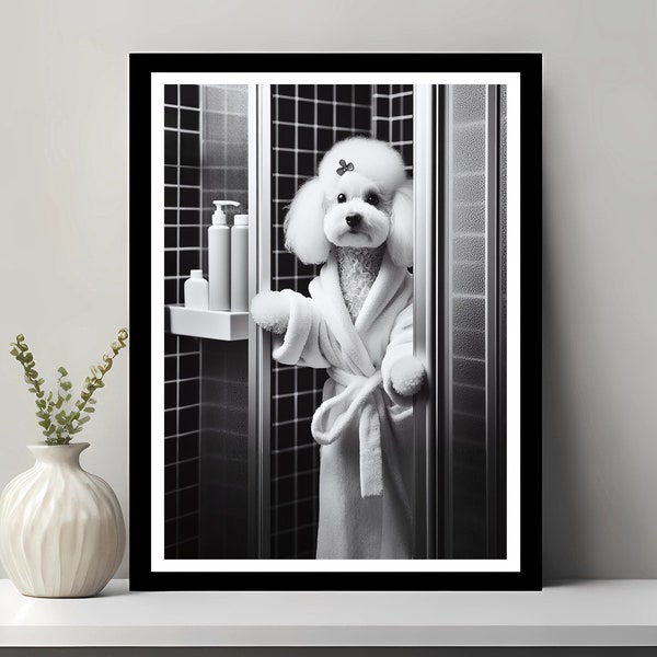 Poodle Wall Art, Bathroom Art Print, Poodle Photo, Bathroom wall art, Poodle Gift, Funny Bathroom Wall Decor, Printable Digital Download