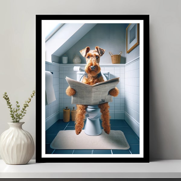 Irish Terrier Wall Art, Funny Bathroom Decor, Irish Terrier in Toilet, Animal in toilet, Petshop Art, Dog Art and Gift,  Digital Download