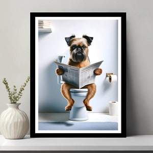 Arte murale del grifone di Bruxelles, divertente decorazione per il bagno, grifone di Bruxelles in bagno, animale in bagno, arte del negozio di animali, regalo per cani, download digitale