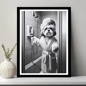 Lhasa Apso Wall Art, Bathroom Art Print, Lhasa Apso Photo, Bathroom wall art, Lhasa Apso Gift, Funny Bathroom Wall Decor, Digital Download