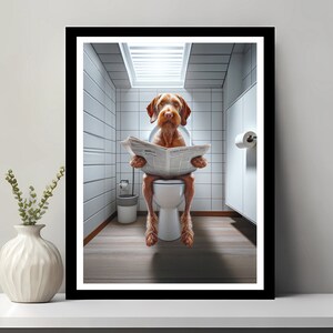 Wirehaired Vizsla Wall Art, Funny Bathroom Decor, Animal in toilet, Petshop Art, Dog Art, Wirehaired Vizsla Gift, Printable Digital Download