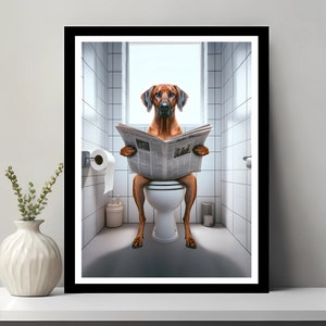 Rhodesian Ridgeback Wall Art, Funny Bathroom Decor, Dog in Toilet, Animal in toilet, Petshop Art, Dog Art, Dog Gift, Digital Download