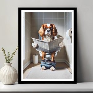 Cavalier King Charles Spaniel Wall Art, Funny Bathroom Decor, Dog in Toilet, Animal in toilet, Charles Spaniel Gift, Digital Download