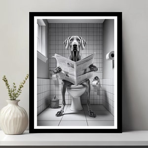 Weimaraner Wall Art, Funny Bathroom Decor, Weimaraner in Toilet, Animal in toilet, Petshop Art, Dog Art, Weimaraner Gift, Digital Download