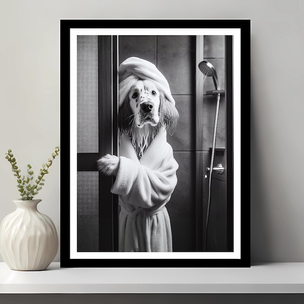 English Setter Wall Art, Bathroom Art Print, English Setter Photo, Bathroom wall art, Setter Gift, Bathroom Wall Decor, Digital Download