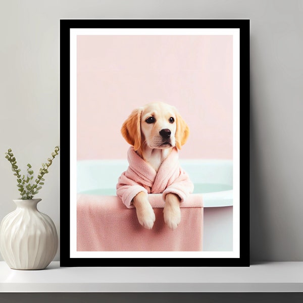 Labrador Retriever Wall Art, Funny Bathroom Decor, Kids Bathroom Art, Dog Print, Bathroom wall art, Labrador Retriever art, Digital Download