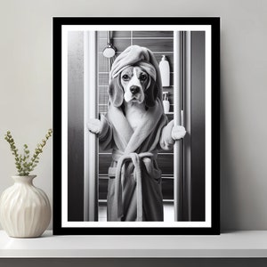 Beagle Wall Art, Bathroom Art Print, Beagle Photo, Bathroom wall art, Beagle Gift, Funny Bathroom Wall Decor, Printable Digital Download