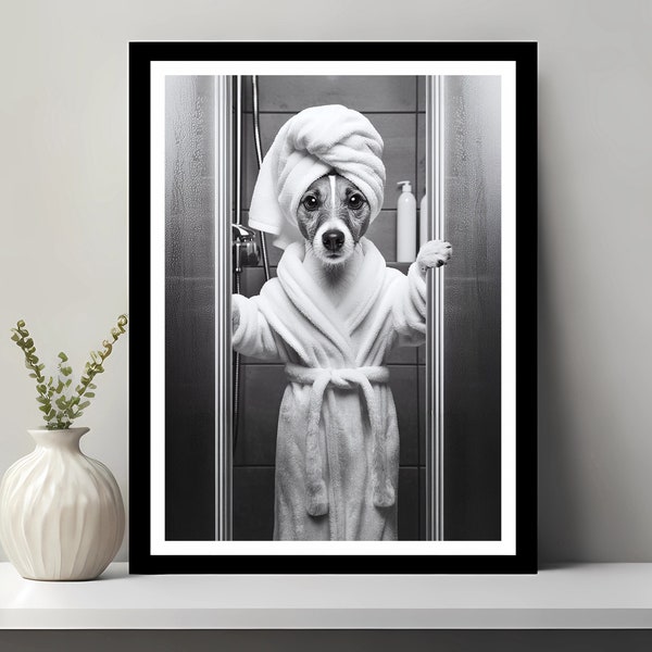 Jack Russell Terrier Wandkunst, Badezimmer Kunstdruck, Jack Russel Terrier Foto, Badezimmer Wandkunst, Terrier Geschenk, digitaler Download