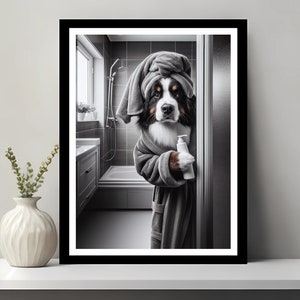 Bernese Mountain Dog Wall Art, Bathroom Art Print, Bernese Mountain Photo, Bathroom wall art, Funny Bathroom Wall Decor, Digital Download