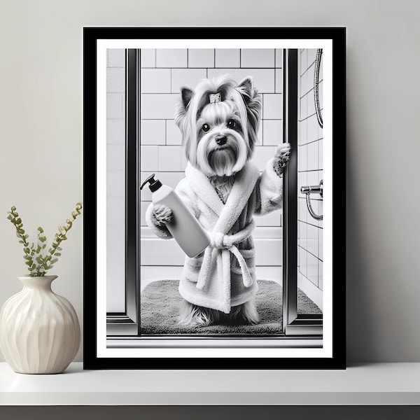 Yorkshire Terrier Wall Art, Bathroom Art Print, Yorkshire Terrier Photo, Bathroom wall art, Funny Bathroom Wall Decor, Digital Download