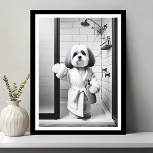 Tibetan Terrier Wall Art, Bathroom Art Print, Tibetan Terrier Photo, Terrier Gift, Funny Bathroom Wall Decor, Printable Digital Download