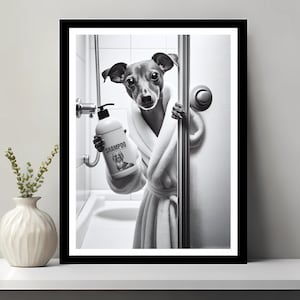 Miniature Pinscher Wall Art, Bathroom Art Print, Miniature Pinscher Photo, Dog Gift, Funny Bathroom Wall Decor, Printable Digital Download