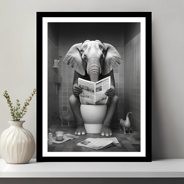 Black and White Toilet Framed Prints - Etsy