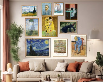 Set of 10 Vintage Maximalist Gallery Wall Art, Eclectic Gallery Wall Print Set, Monet,Klimt, Instant Digital Download, Eclectic Decor Prints