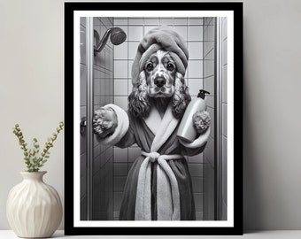 English Cocker Spaniel Wall Art, Bathroom Art Print, English Cocker Spaniel Photo, Gift, Bathroom wall art, Printable Digital Download
