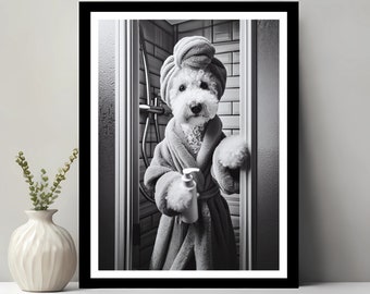 Bedlington Terriër kunst aan de muur, badkamer Art Print, Bedlington Terriër foto, kunst aan de muur badkamer, grappige badkamer wand decor, digitale download