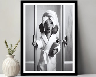 Dachshund Art, Bathroom Art Print, Dachshund Photo, Bathroom wall art, Funny Bathroom Wall Decor, Digital Download