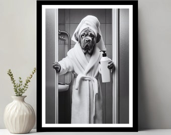 Mastiff Wall Art, Bathroom Art Print, Mastiff Dog Photo, Bathroom wall art, Mastiff Gift, Funny Bathroom Wall Decor, Digital Download