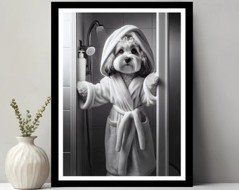 Cavapoo Wall Art, Bathroom Art Print, Cavapoo Photo, Bathroom wall art, Cavapoo Gift, Funny Bathroom Wall Decor, Printable Digital Download