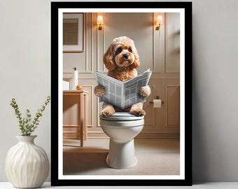 Cavapoo Dog Wall Art, Funny Bathroom Decor, Cavapoo Dog in Toilet, Animal in toilet, Petshop Art, Dog Art, Cavapoo Gift, Digital Download