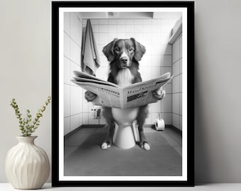 Nova Scotia Duck Tolling Retriever Wall Art, Funny Bathroom Decor, Animal in toilet, Petshop Art, Retriever Gift, Printable Digital Download