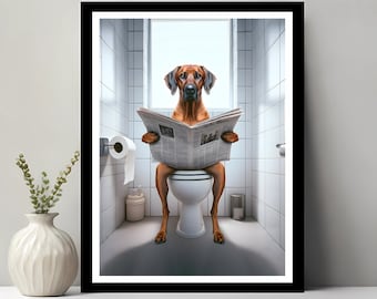 Rhodesian Ridgeback Wall Art, Funny Bathroom Decor, Dog in Toilet, Animal in toilet, Petshop Art, Dog Art, Dog Gift, Digital Download