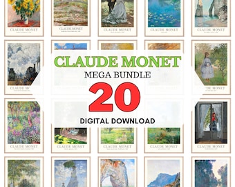 Claude Monet Print set Of 20, Claude Monet Wall Art, Exhibition Art, Vintage Wall Set, Landscape Art, ECLECTIC MEGA BUNDLE, Digital Print