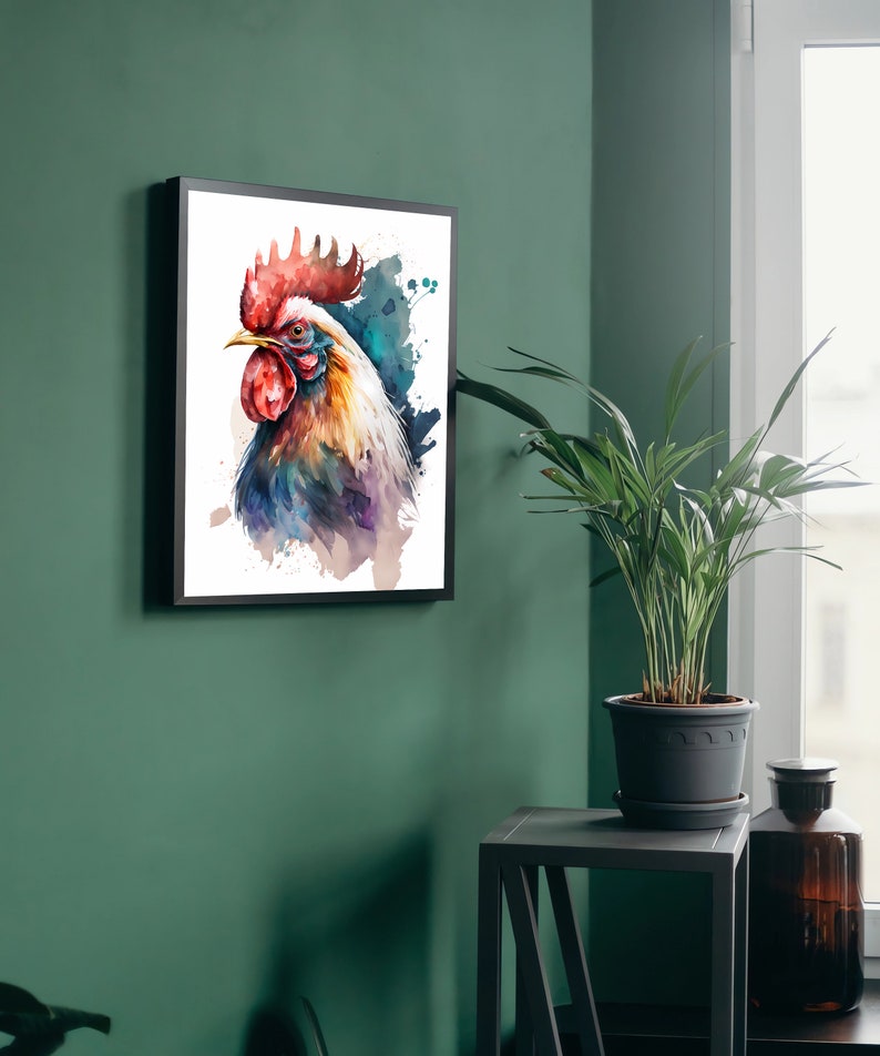 Watercolor Rooster PRINTABLE ART Instant Download Rooster - Etsy